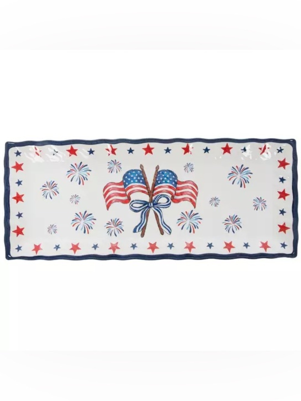 Fireworks & American Flags Rectangle Platter